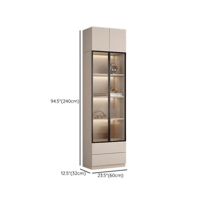 Vitrine sur pied avec porte en verre naturel de grande hauteur et rangement