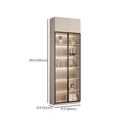 Vitrine sur pied avec porte en verre naturel de grande hauteur et rangement