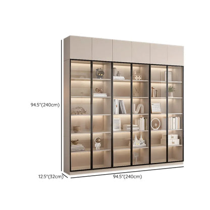 Vitrine sur pied avec porte en verre naturel de grande hauteur et rangement