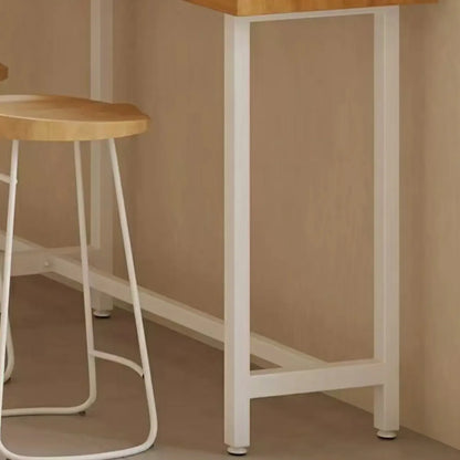 Table de bar minimaliste en pin avec piètement en métal blanc pour les repas