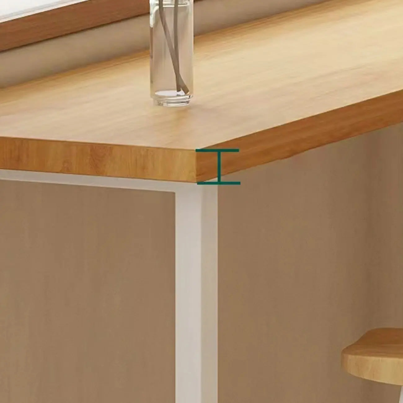 Table de bar minimaliste en pin avec piètement en métal blanc pour les repas