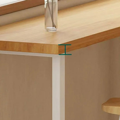 Table de bar minimaliste en pin avec piètement en métal blanc pour les repas