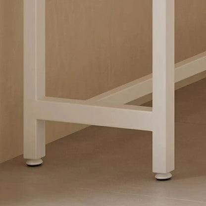 Table de bar minimaliste en pin avec piètement en métal blanc pour les repas