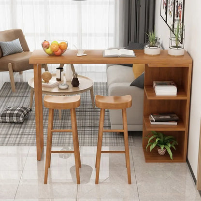 Table haute de bar moderne en bois avec meuble d'appoint
