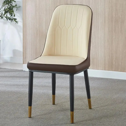 Chaise de salle à manger moderne en cuir rembourrée avec dossier haut