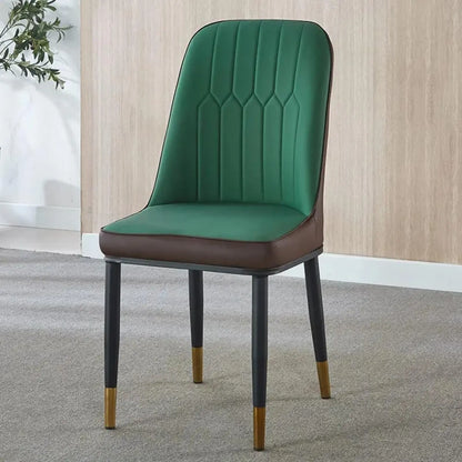 Chaise de salle à manger moderne en cuir rembourrée avec dossier haut