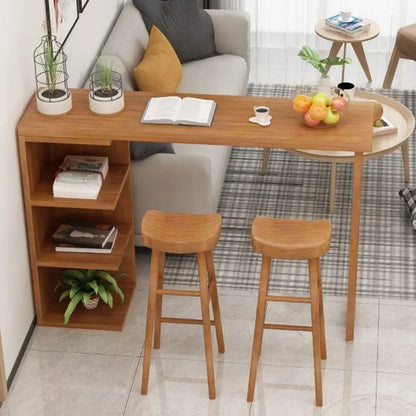 Table haute de bar moderne en bois avec meuble d'appoint