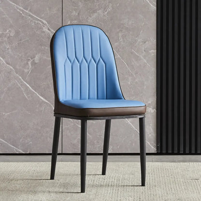Chaise de salle à manger moderne en cuir rembourrée avec dossier haut