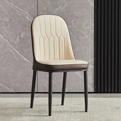 Chaise de salle à manger moderne en cuir rembourrée avec dossier haut