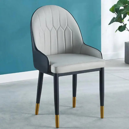 Chaise de salle à manger moderne en cuir rembourrée avec dossier haut