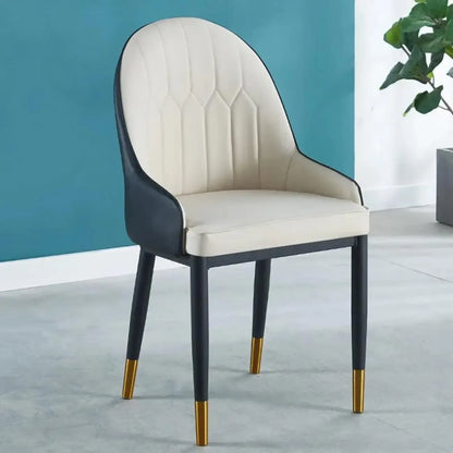 Chaise de salle à manger moderne en cuir rembourrée avec dossier haut