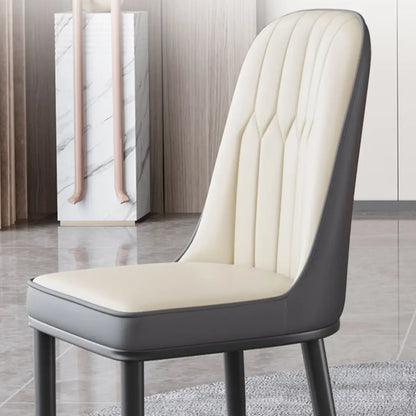 Chaise de salle à manger moderne en cuir rembourrée avec dossier haut