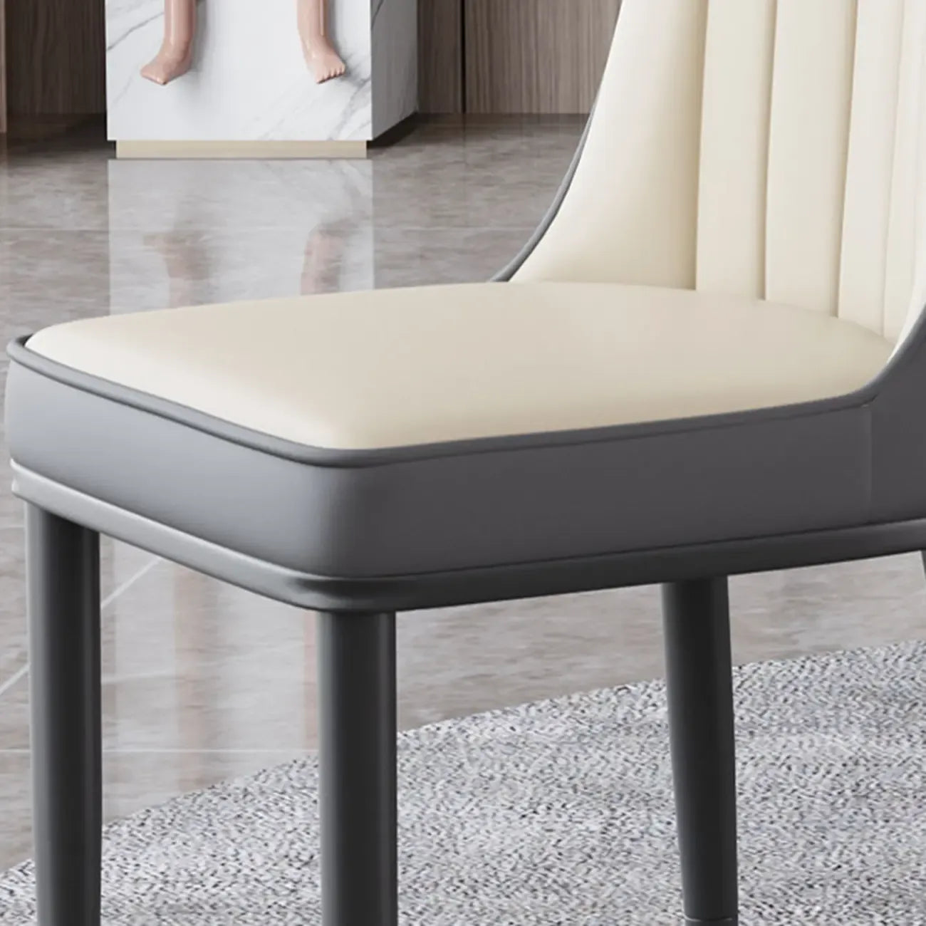 Chaise de salle à manger moderne en cuir rembourrée avec dossier haut