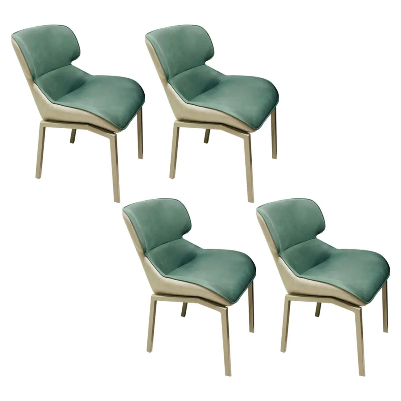 Chaise de salle à manger rembourrée en similicuir camel avec pieds en métal