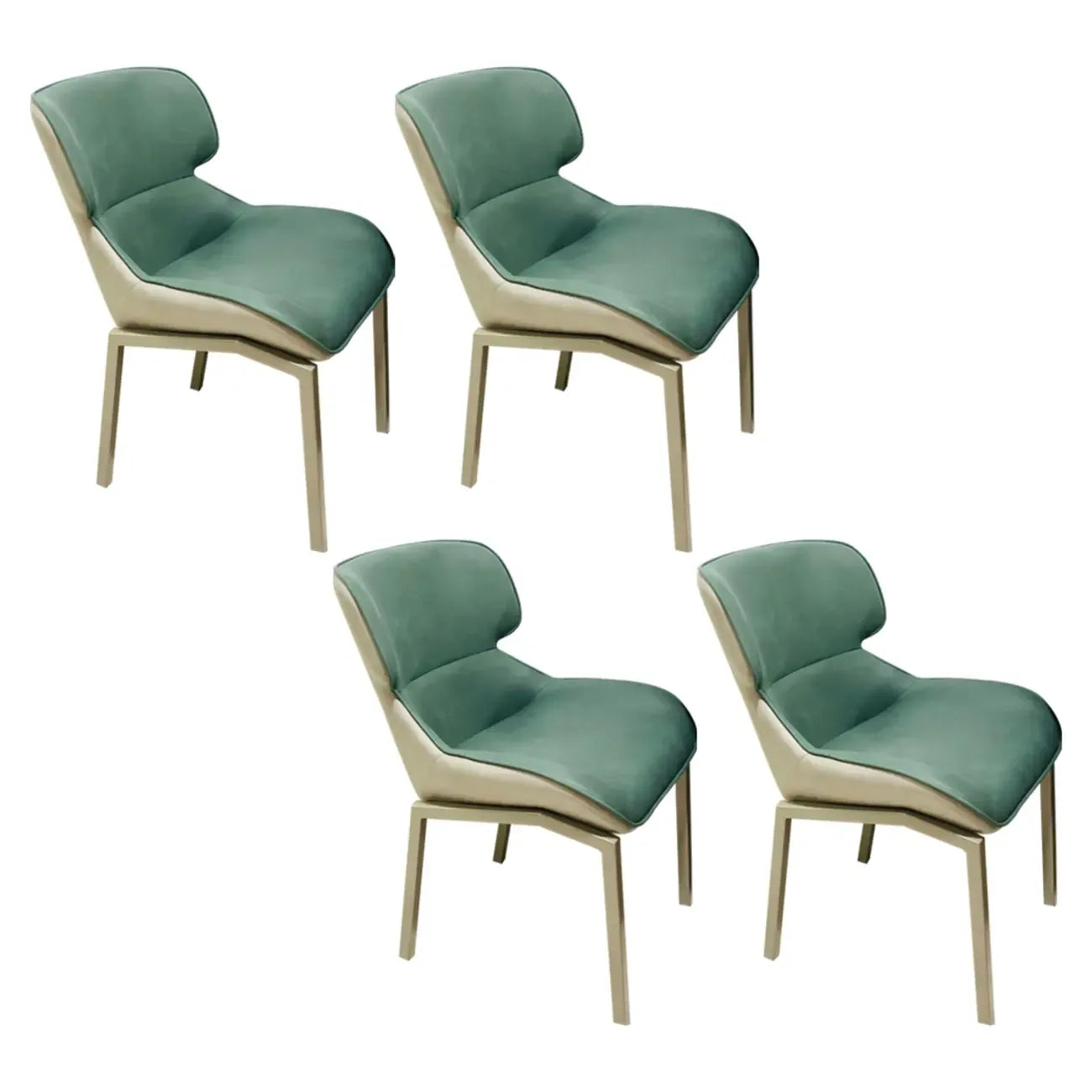 Chaise de salle à manger rembourrée en similicuir camel avec pieds en métal