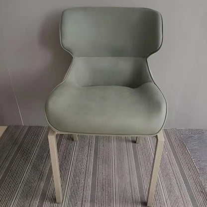 Chaise de salle à manger rembourrée en similicuir camel avec pieds en métal