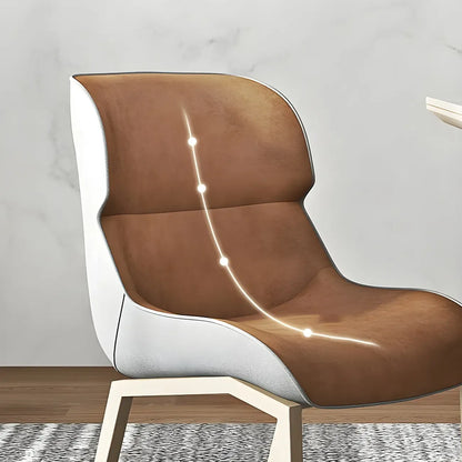 Chaise de salle à manger rembourrée en similicuir camel avec pieds en métal