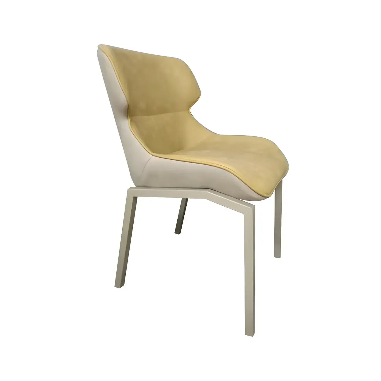 Chaise de salle à manger rembourrée en similicuir camel avec pieds en métal