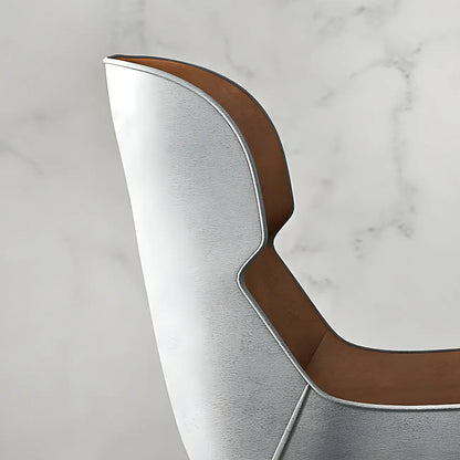 Chaise de salle à manger rembourrée en similicuir camel avec pieds en métal