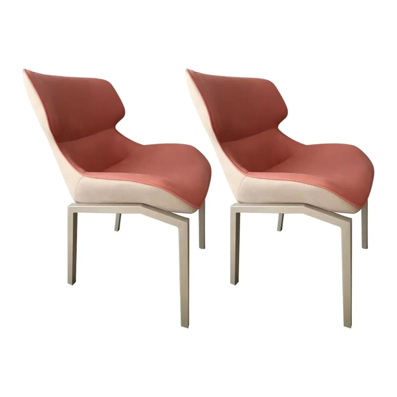 Chaise de salle à manger rembourrée en similicuir camel avec pieds en métal