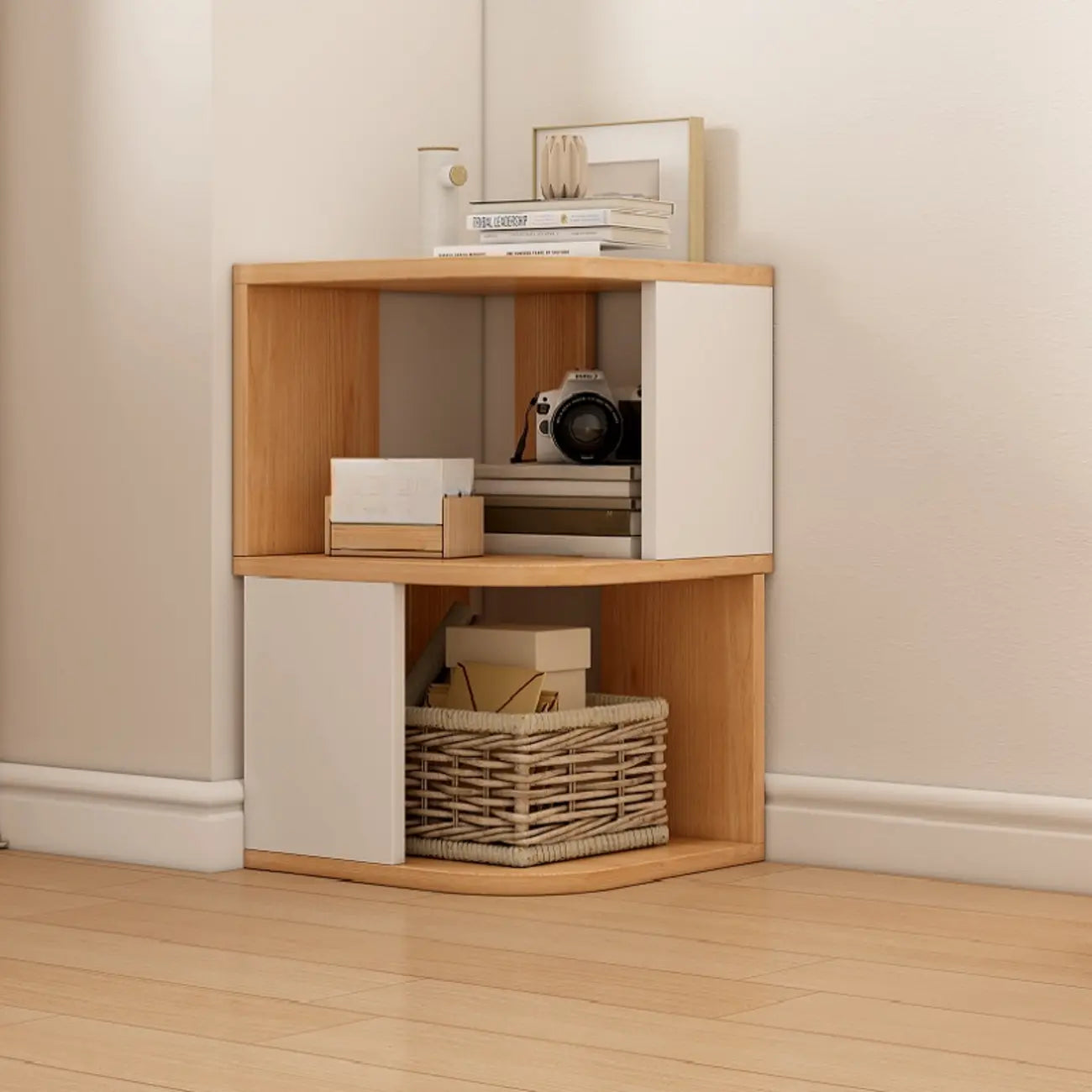 Bibliothèque d'angle moderne en bois avec étagère de rangement pour la maison