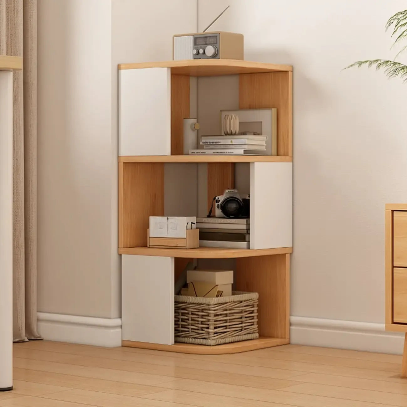 Bibliothèque d'angle moderne en bois avec étagère de rangement pour la maison