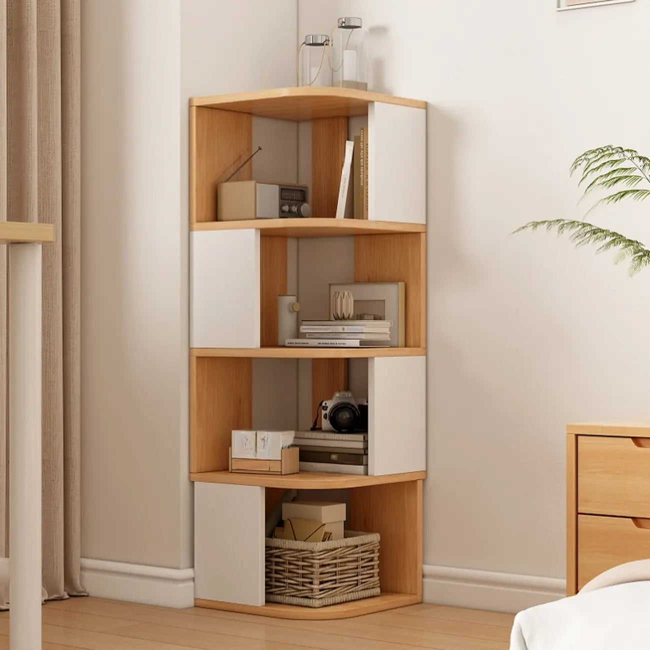 Bibliothèque d'angle moderne en bois avec étagère de rangement pour la maison