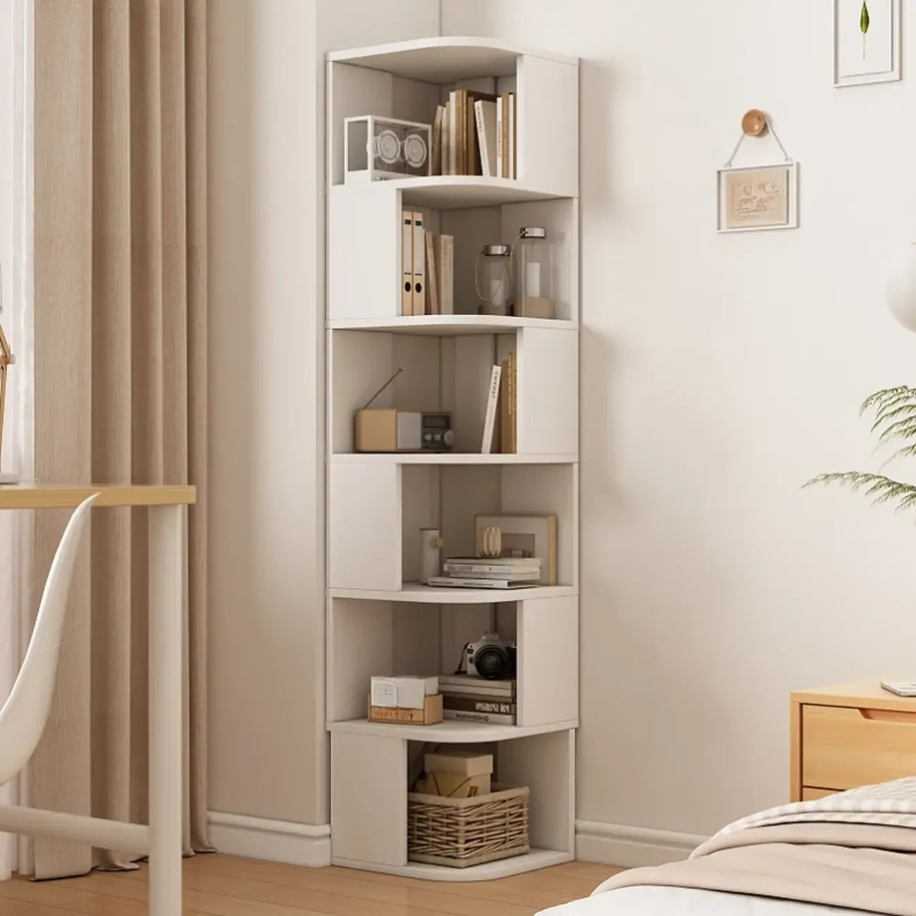 Bibliothèque d'angle moderne en bois avec étagère de rangement pour la maison