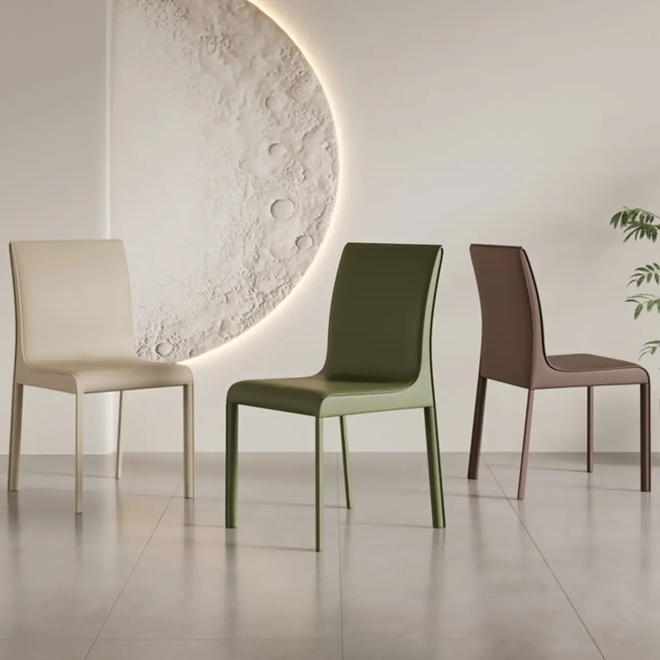 Chaise de salle à manger moderne sans accoudoirs en similicuir pour la cuisine