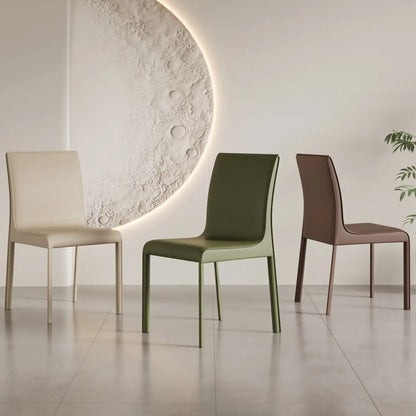 Chaise de salle à manger moderne sans accoudoirs en similicuir pour la cuisine