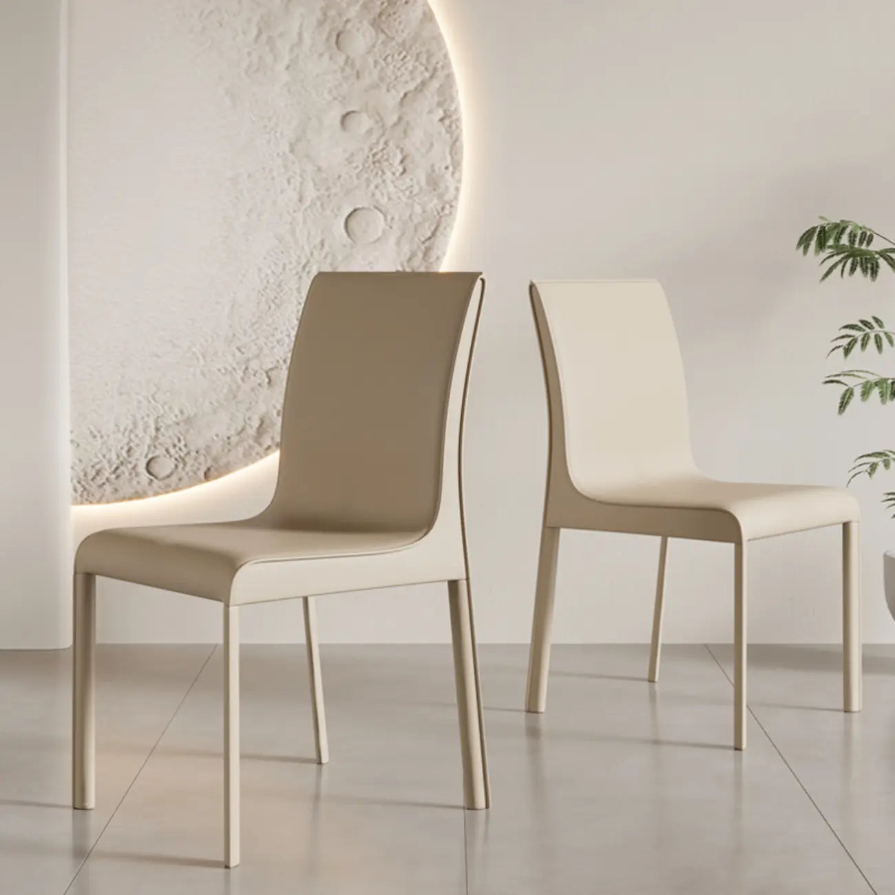 Chaise de salle à manger moderne sans accoudoirs en similicuir pour la cuisine