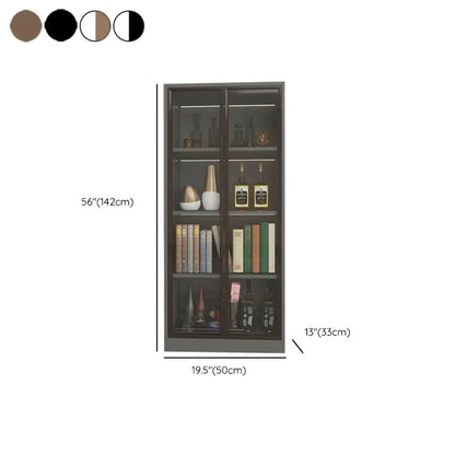 Bibliothèque moderne en bois avec portes vitrées et tiroirs de rangement