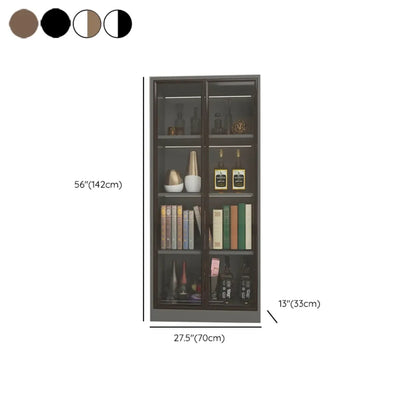 Bibliothèque moderne en bois avec portes vitrées et tiroirs de rangement