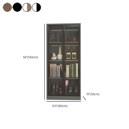 Bibliothèque moderne en bois avec portes vitrées et tiroirs de rangement