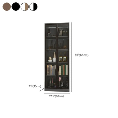 Bibliothèque moderne en bois avec portes vitrées et tiroirs de rangement