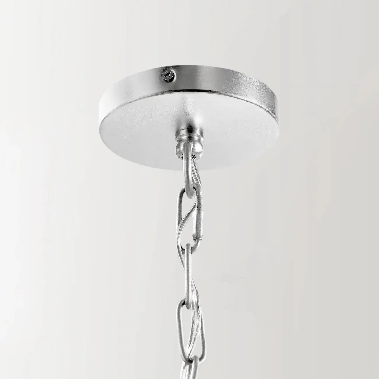 Suspension moderne en métal argenté en forme de feuille