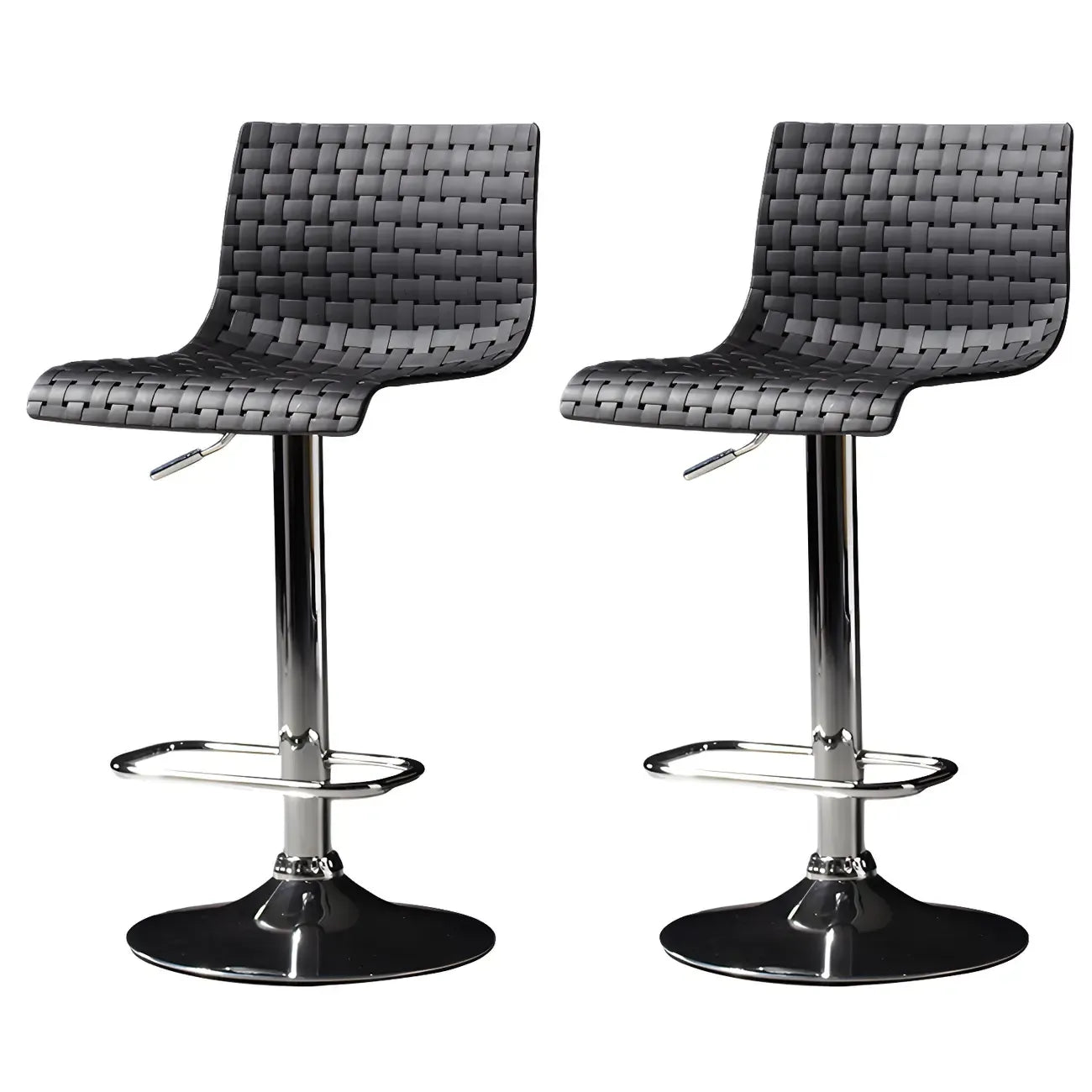 Tabourets de bar pivotants et réglables modernes en rotin synthétique à assise carrée