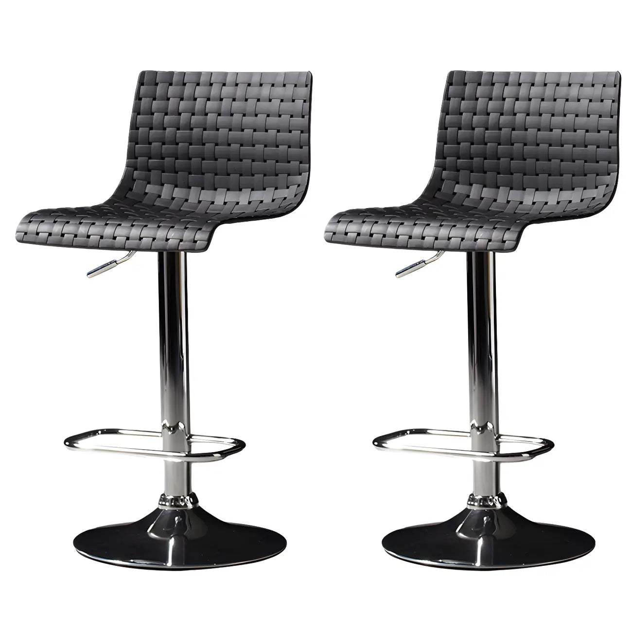 Tabourets de bar pivotants et réglables modernes en rotin synthétique à assise carrée