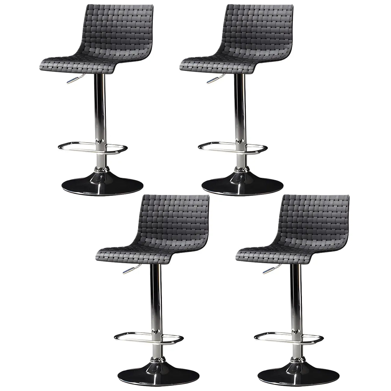 Tabourets de bar pivotants et réglables modernes en rotin synthétique à assise carrée