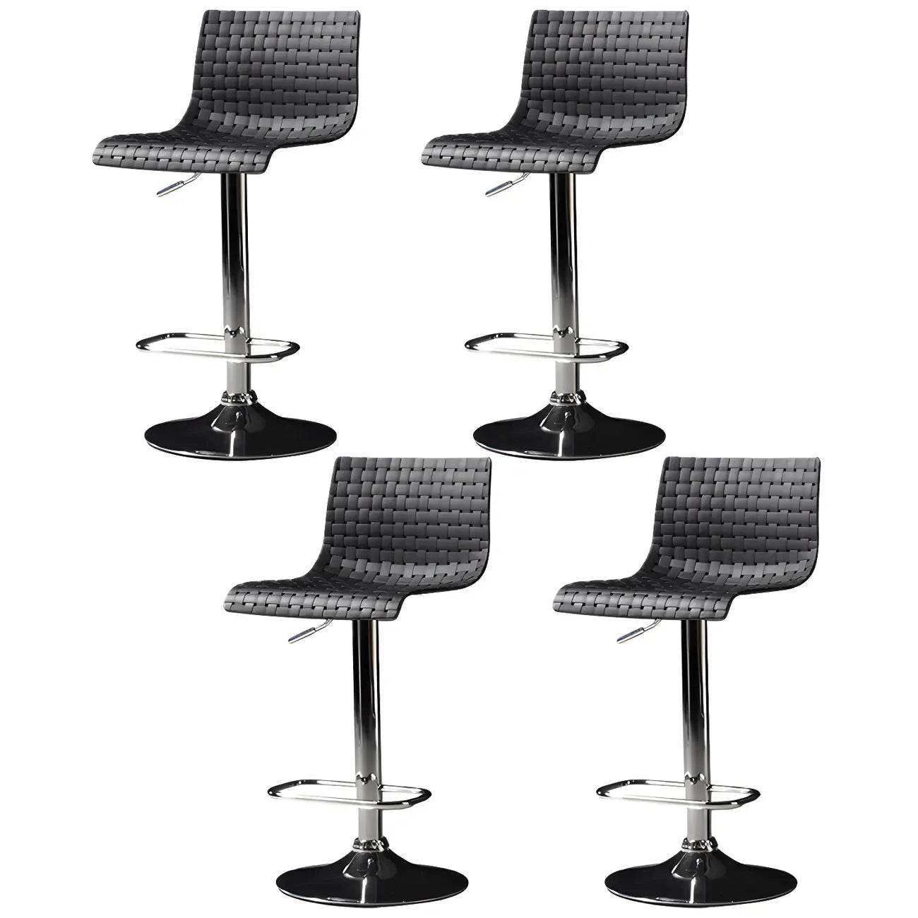 Tabourets de bar pivotants et réglables modernes en rotin synthétique à assise carrée