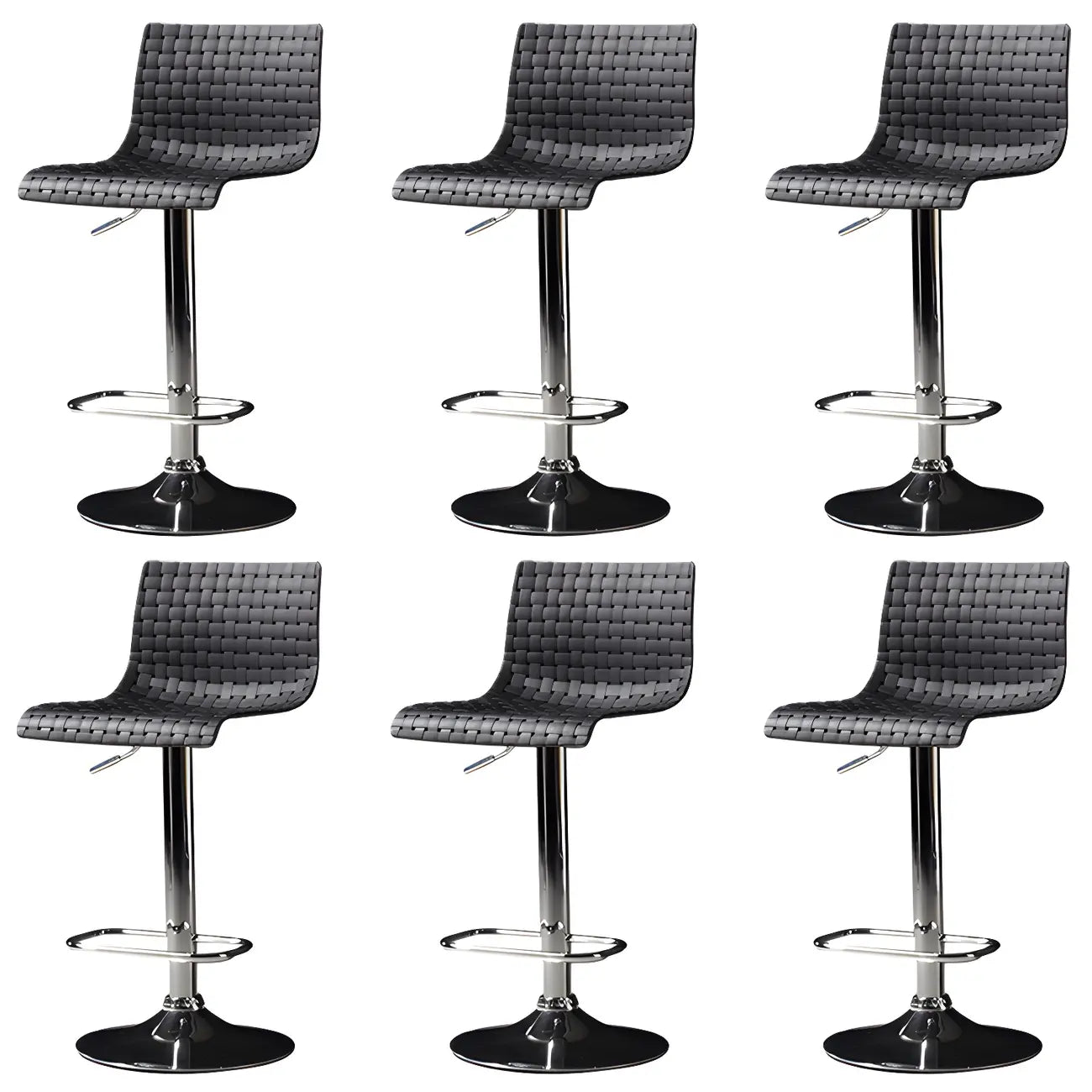 Tabourets de bar pivotants et réglables modernes en rotin synthétique à assise carrée