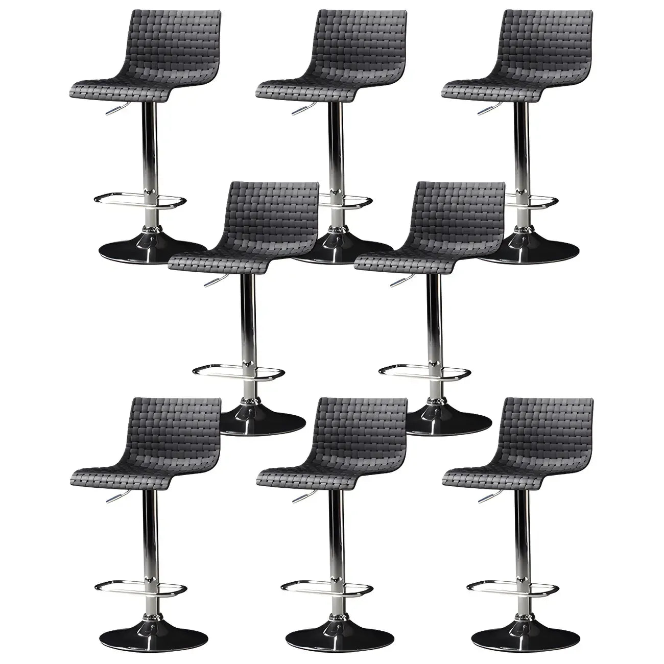 Tabourets de bar pivotants et réglables modernes en rotin synthétique à assise carrée