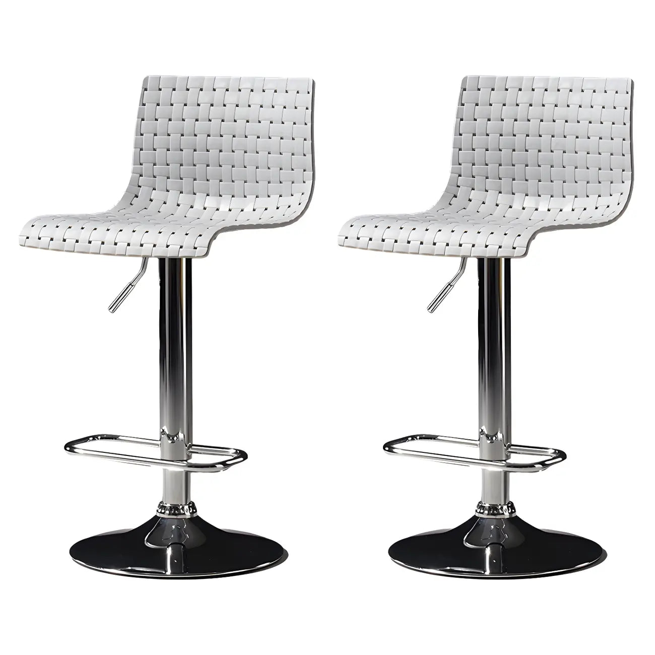 Tabourets de bar pivotants et réglables modernes en rotin synthétique à assise carrée