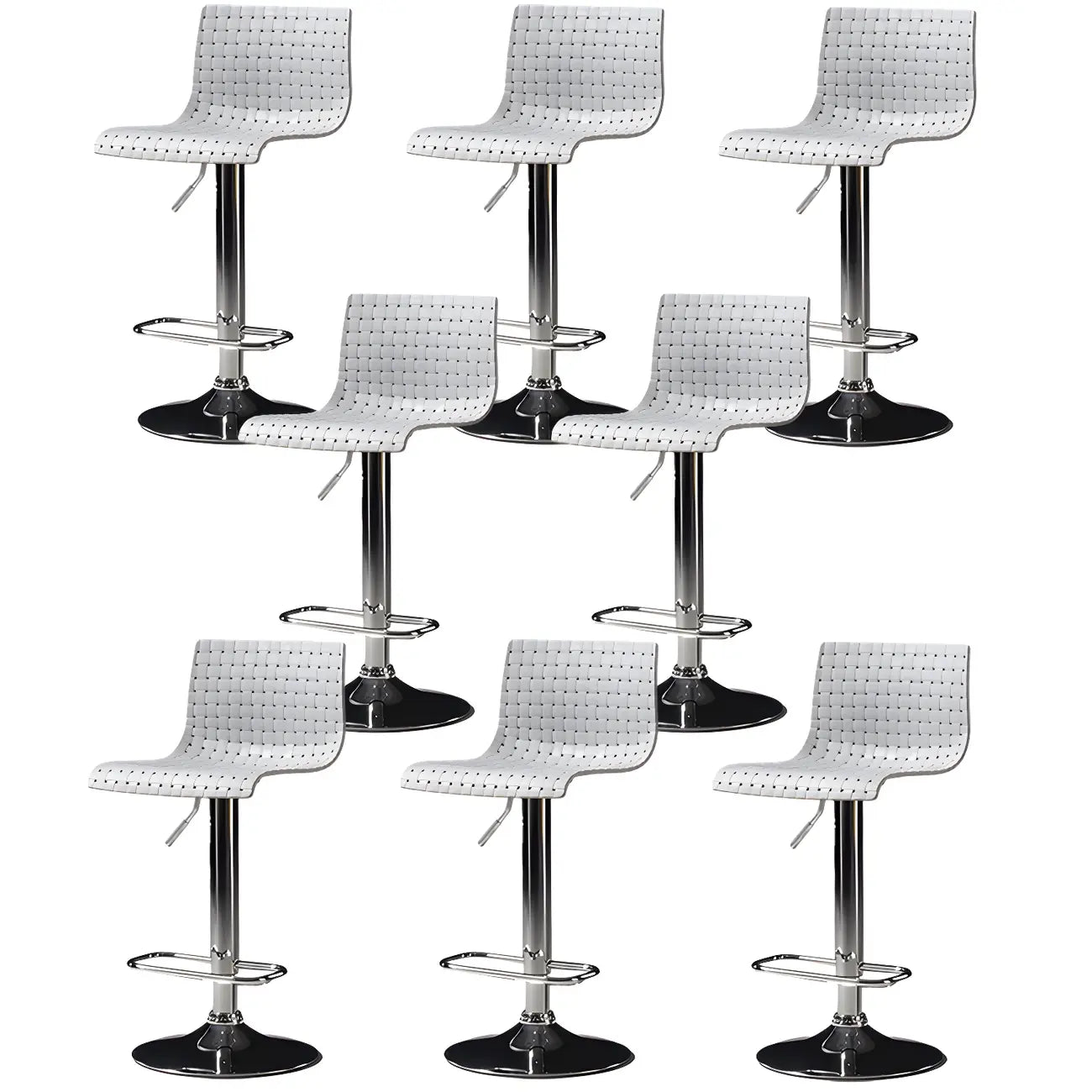 Tabourets de bar pivotants et réglables modernes en rotin synthétique à assise carrée