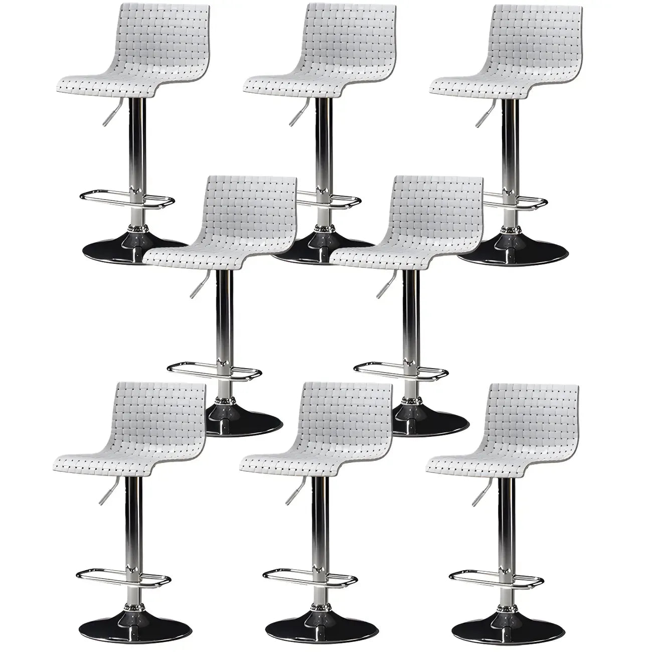 Tabourets de bar pivotants et réglables modernes en rotin synthétique à assise carrée
