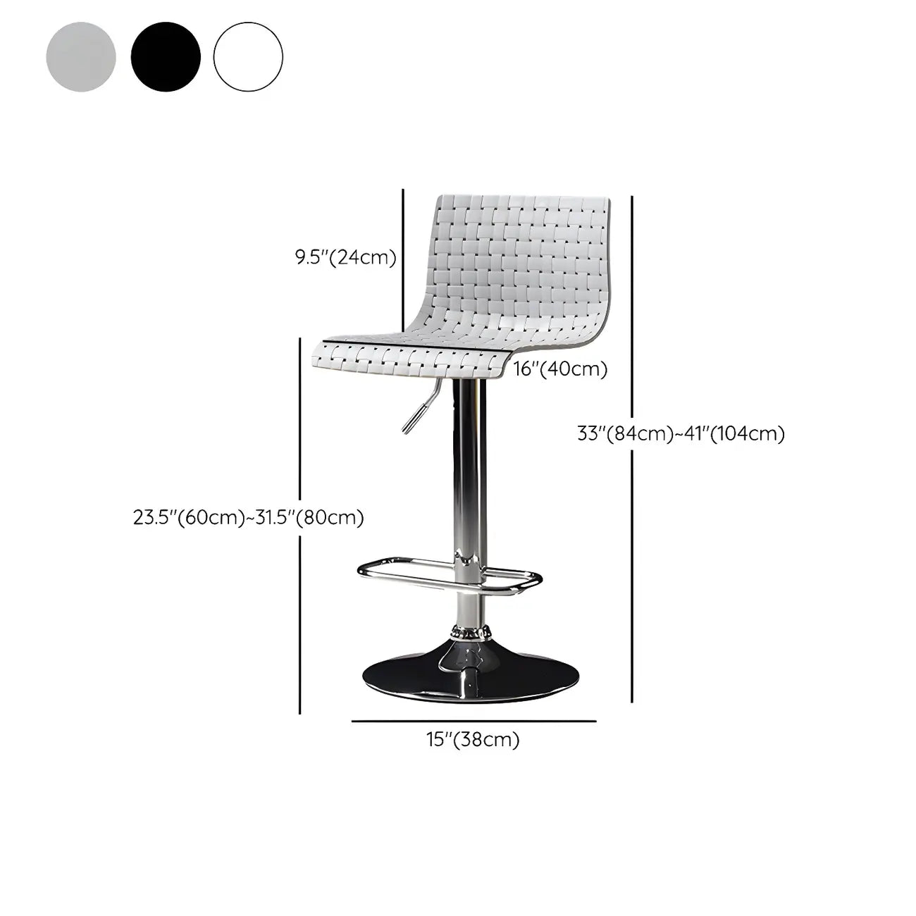 Tabourets de bar pivotants et réglables modernes en rotin synthétique à assise carrée