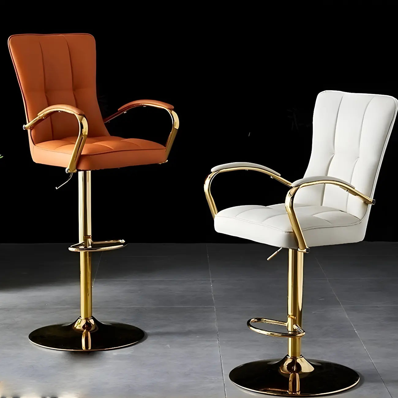 Tabourets de bar réglables en cuir glamour avec dossier haut