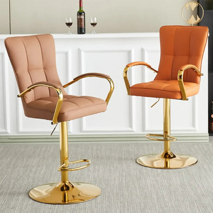 Tabourets de bar réglables en cuir glamour avec dossier haut