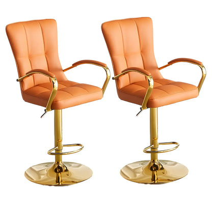 Tabourets de bar réglables en cuir glamour avec dossier haut
