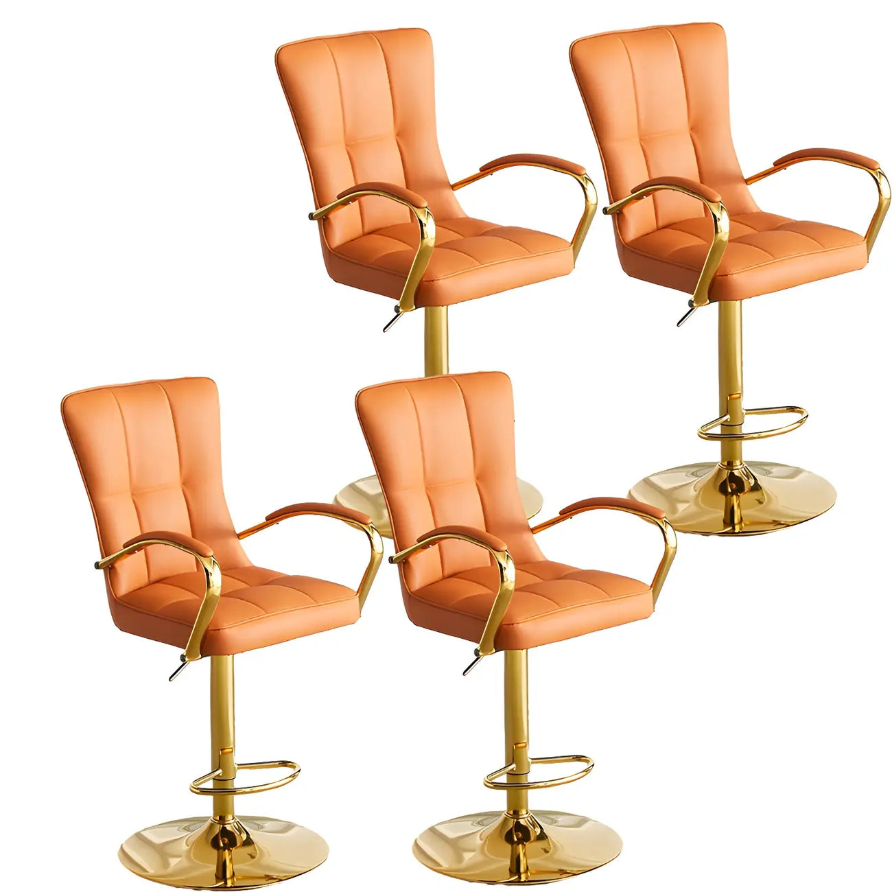 Tabourets de bar réglables en cuir glamour avec dossier haut